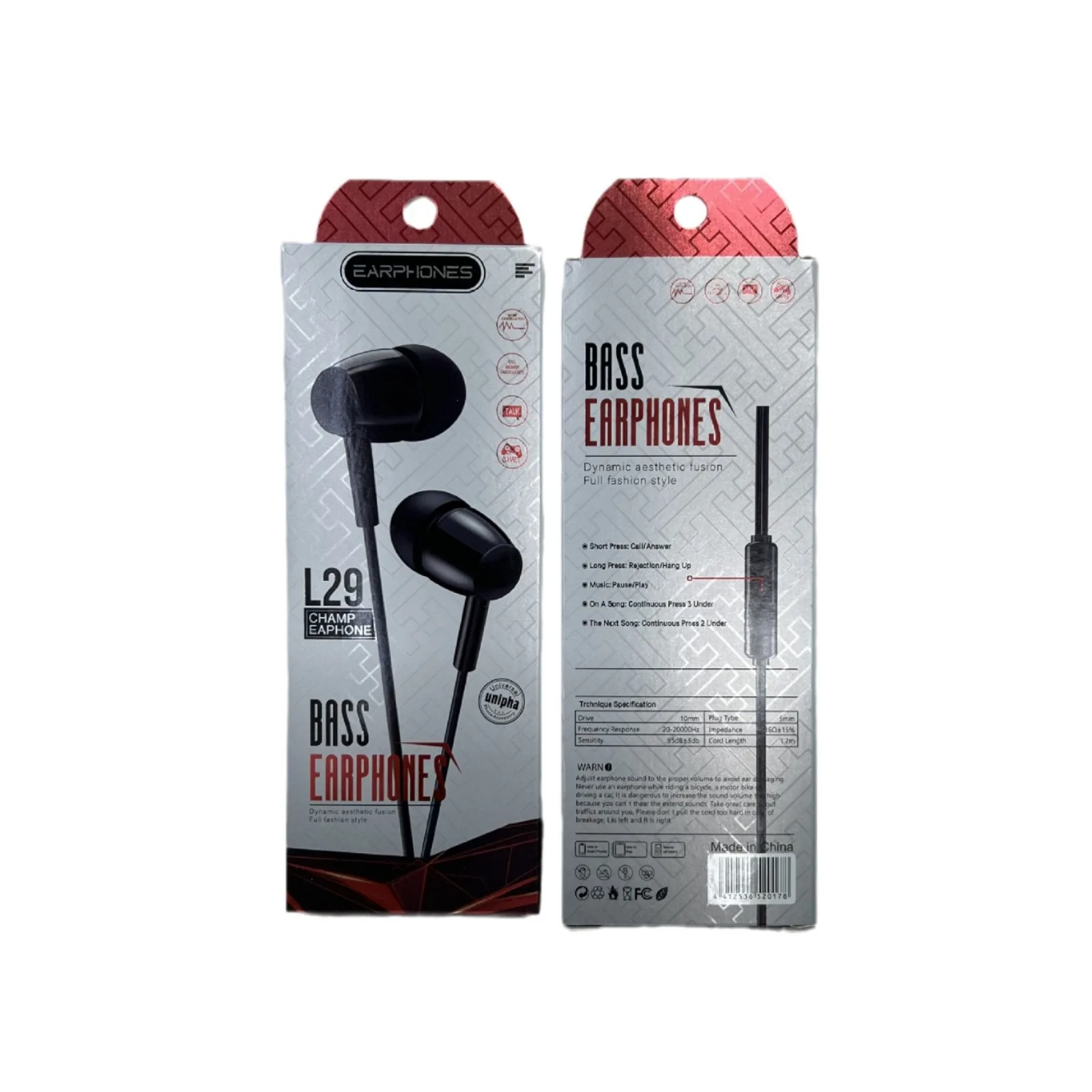 365 earphone cable in ear packaging color box hifi wired earphone neutral paper box D21 L29 in stock