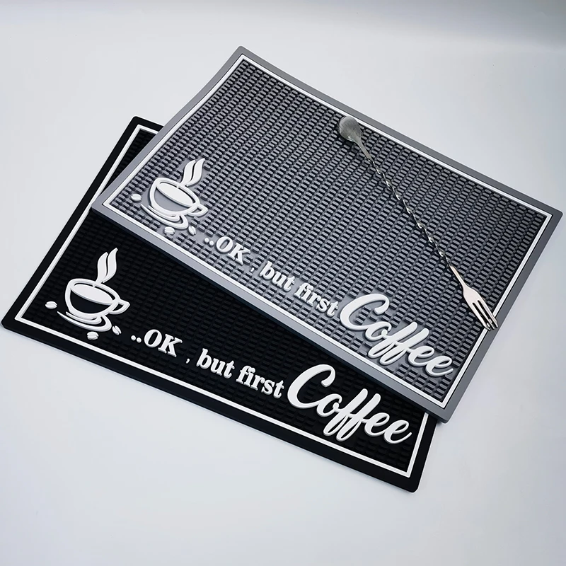 Custom 18 x 12 Inches 1cm Thick Durable and Stylish Service Rubber Coffee Bar Mat for Countertop
