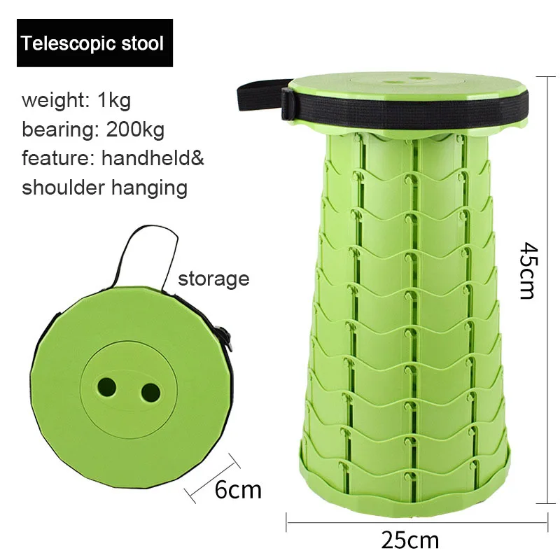 Portable Shoulder Hanging Plastic Stool Anti Slip Height Adjustable Stool  Stackable Folding Stools Ottomans