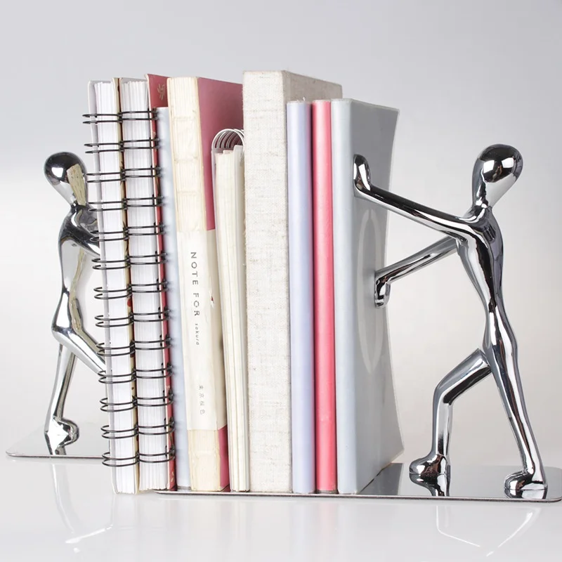 Library School Office Home Desk Study Gift Decoration Stainless Steel Kung Fu Man Bookends Book Ends
