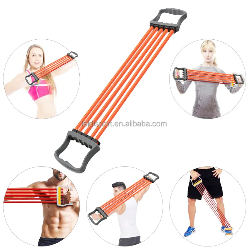 Chest expander | arm training, 5-tube adjustable arm strength trainer, exercise resistance belt, suitable for family fitness mus