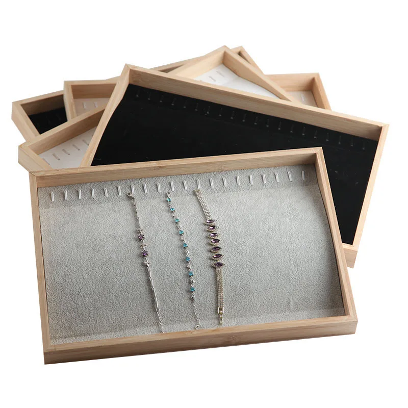 FY-48 Stackable Jewelry Organizer Trays 20 Hooks Necklace Chains Display Storage Trays Holder