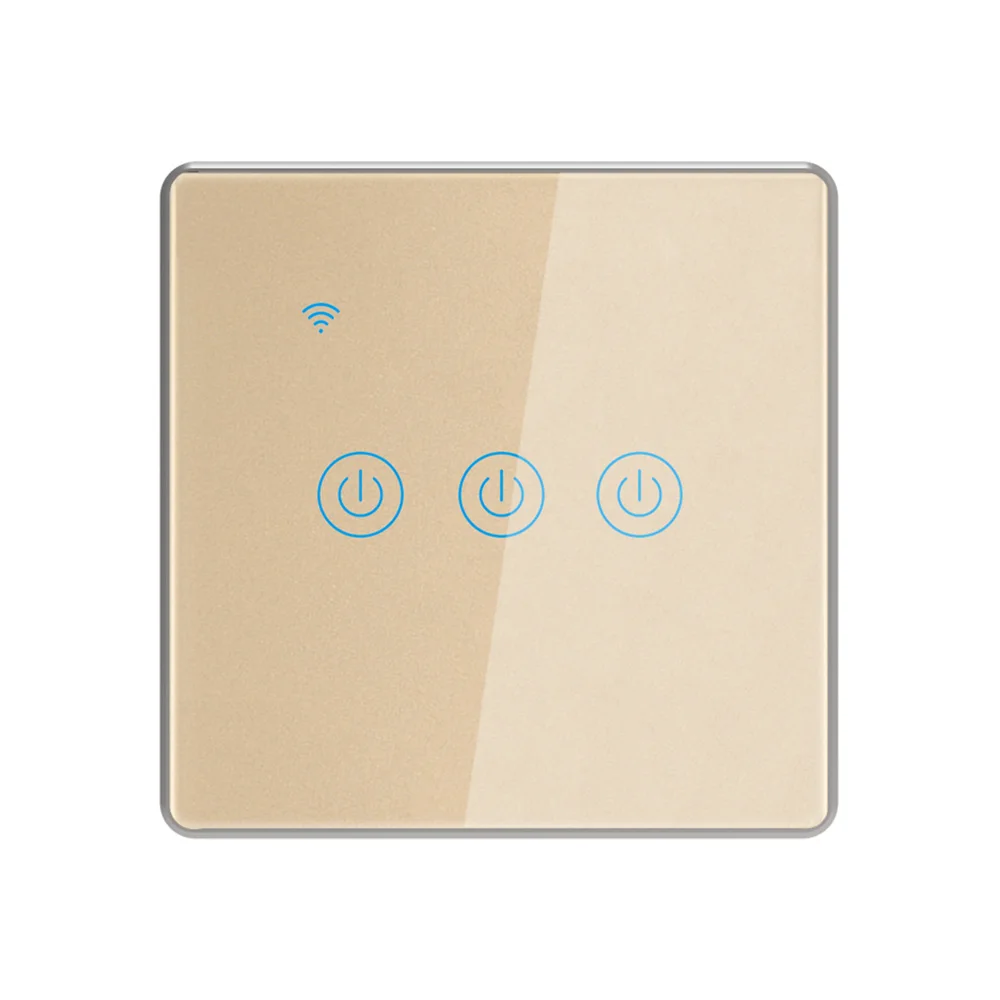 ksmt  tempered glass metal frame touch switch  smart switch villa/home/stars hotels using 3Gang1Way black silver border