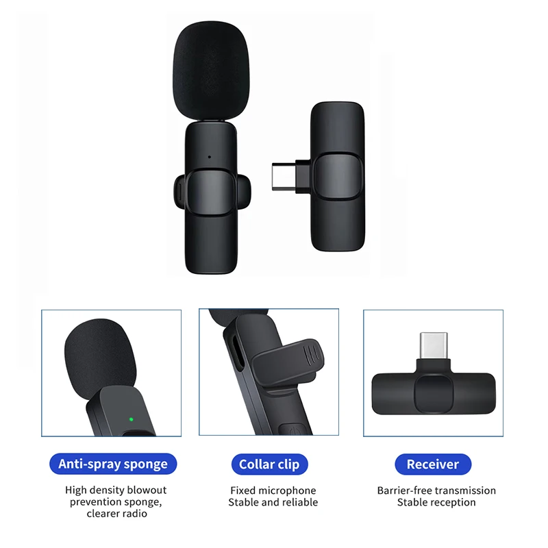 Новый профессиональный микрофон для игр с разъемом Type-c, микрофон для записи аудио и видео, мини-петличный беспроводной микрофон