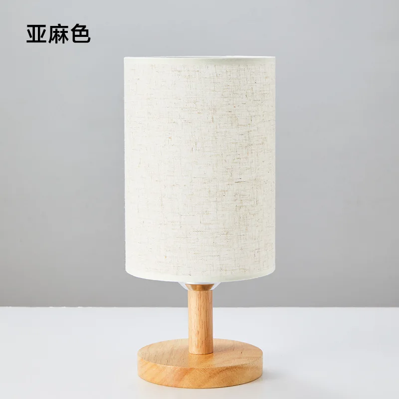 Decorative Bedroom Lamp LED Cloth Wooden Desk E27 Plug-in Table Lamp INS Style Desk Lamp
