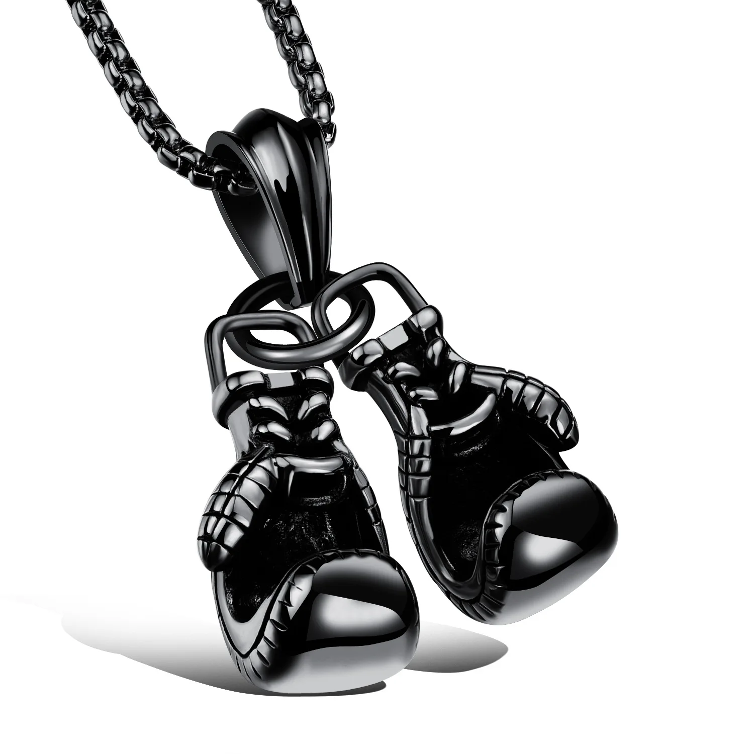 Fashion Sport Fitness Stainless Steel Mini Fist Pendant Necklace Titanium Steel Punk Boxing Glover Pendant Necklace for Men Gift