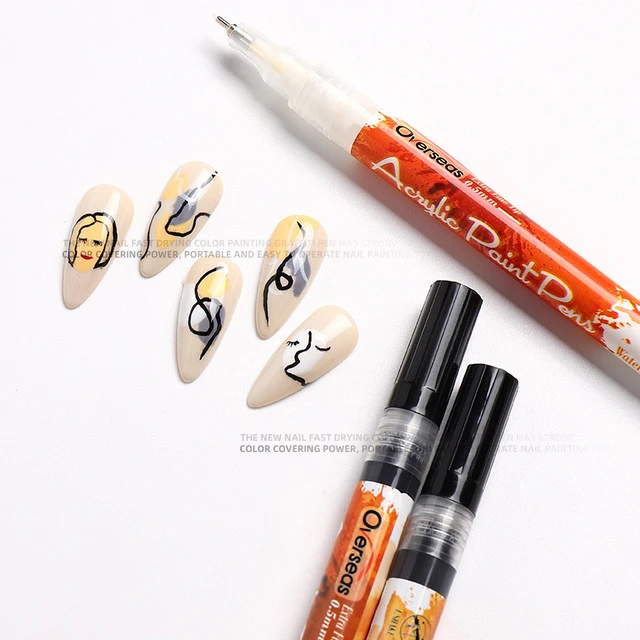 Convenient Quick Nail Art Pen Acrylic Paint Graffiti Nail Pen Black White Gradient French Drawing Line Phototherapy Pen Flowers
