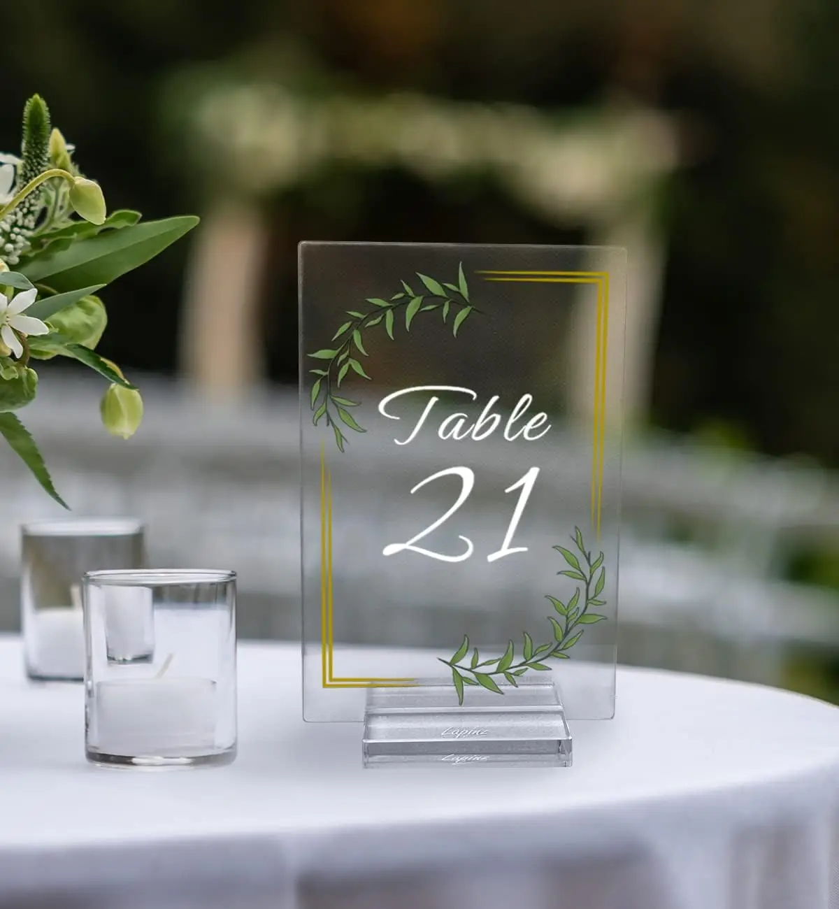 Customised Acrylic T-Shape Crystal Menu Board Wedding Table Number with Table Number Holder for Anniversary Wedding