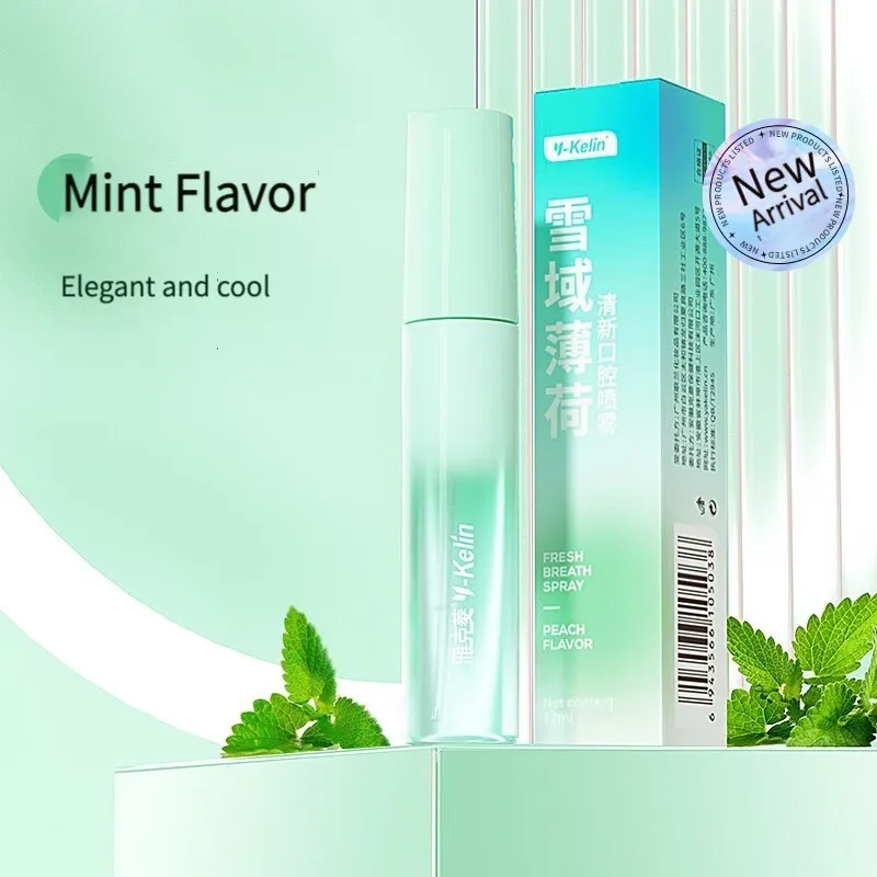 17ml Portable Pocket Oral Breath Fresheners Spray Mouth Spray, Cool Mint and White peach Flavor for Bad Breath and Dry Mo
