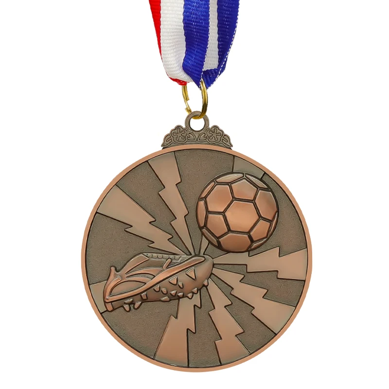 Hot Sale Sports New Style School Sports Football Medal Trophy Gold Silver And Bronze Medals