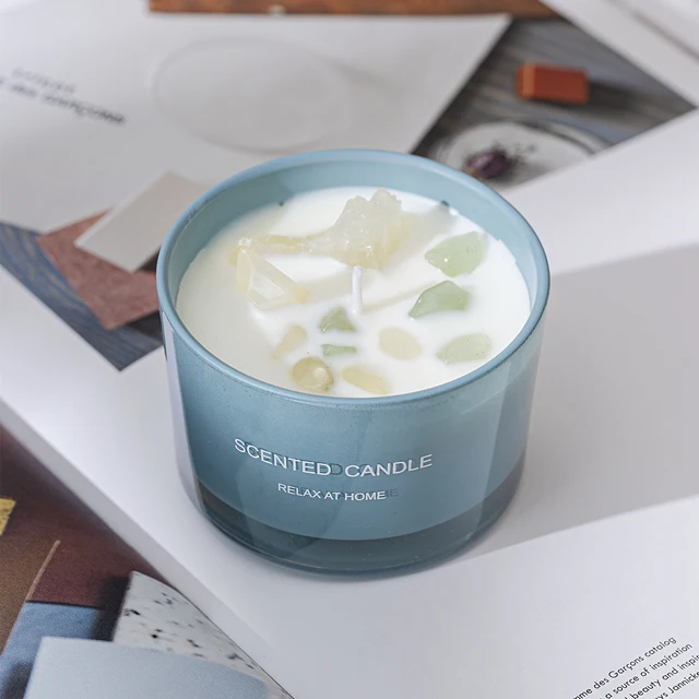 Oem Dubai Wholesale Market White Wax Candles Black Jar Aroma Wedding crystal Scented Candle