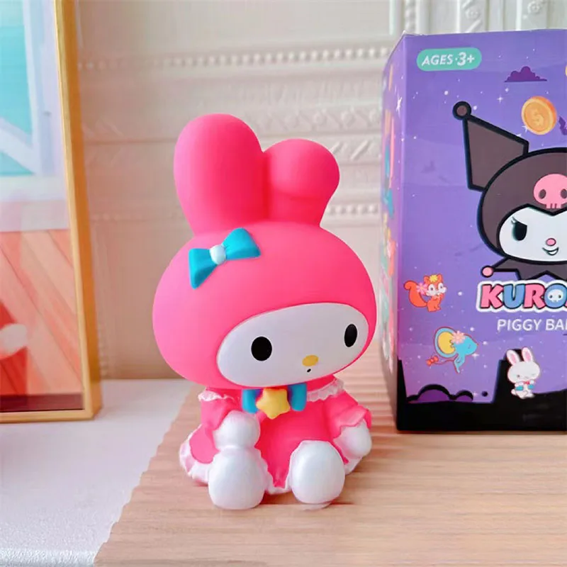 Sanrio Melody Piggy Bank Kuromi Cartoon Large Capacity Money Box Cute Drop-Resistant Kids Saving Pot Anime Toys Girl Gift