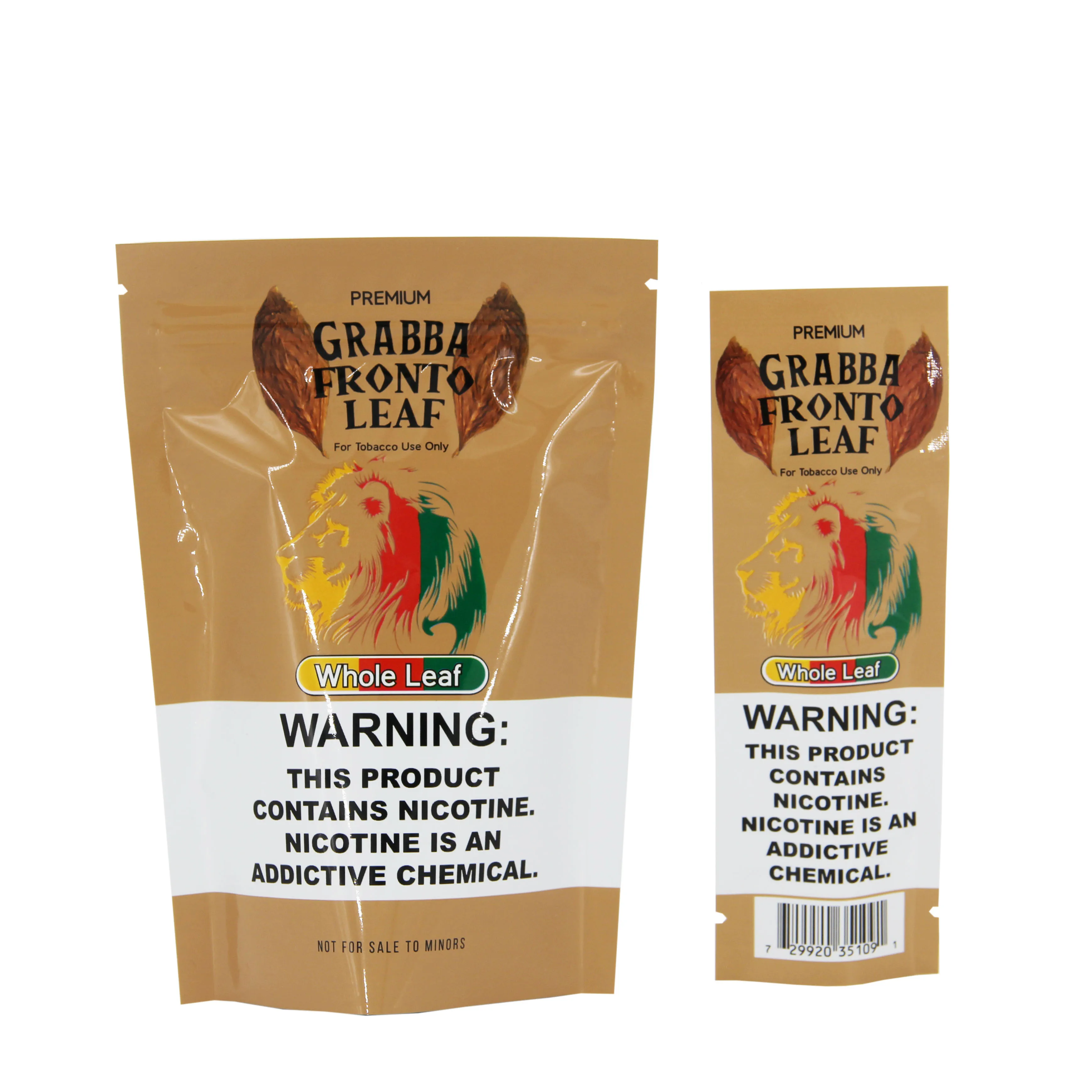 Custom Clear Window Mylar Foil Plastic Packaging Pouch Tobacco Bag