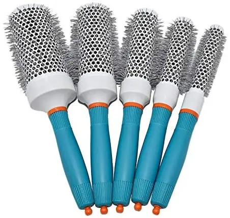 Barber shop Styling Round Brush aluminum nylon bristle salon ceramic ionic hair roller brush
