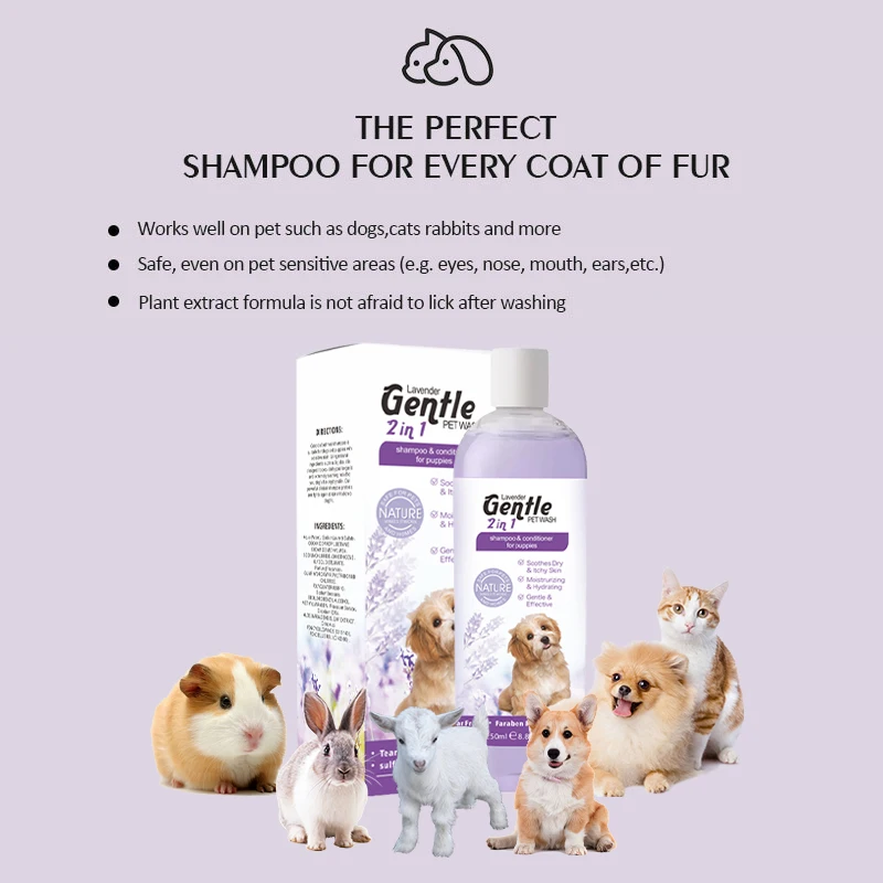 500ml Natural Organic Relieving Dry Itchy Skin Pet Cat Dog Cleaning Grooming 2 in1 Shampoo And Conditioner