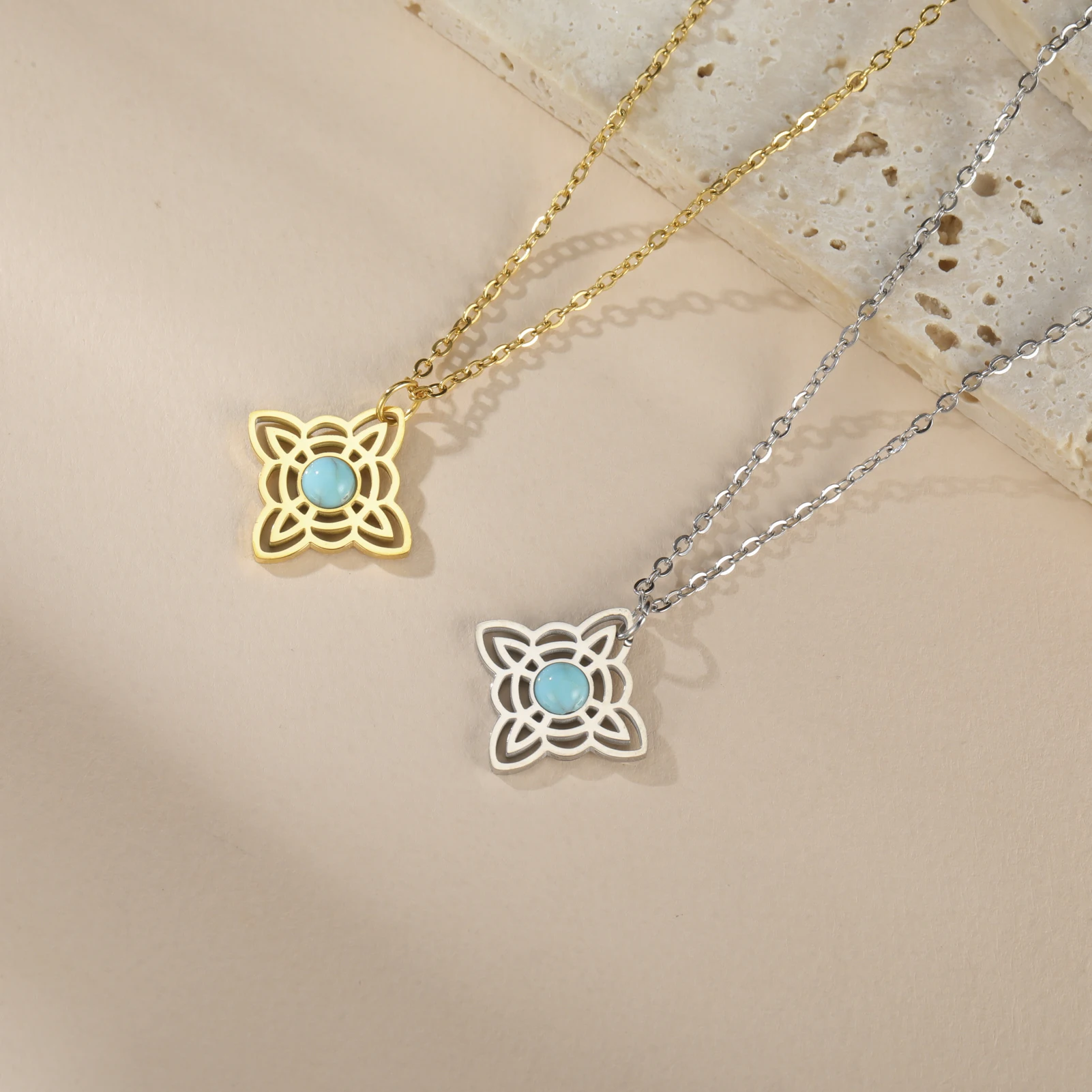 Classic Witch Knot Necklace for Women Irish Celtic Knot Trinity Good Luck Charm Wiccan Symbol Stainless Steel Jewelry