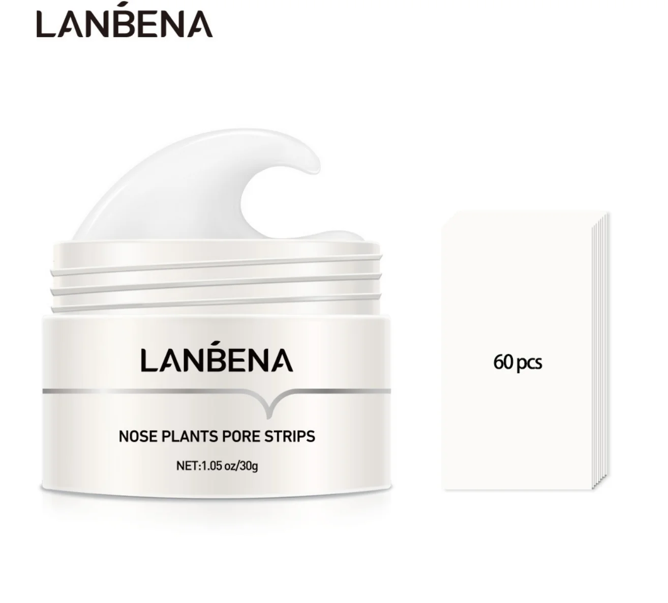 LANBENA Organic Nose Blackhead Mask Deep Clean Blackhead Remover Cream Cotton Female Nose Strips 5- 7 Working Days 3 Years 65g