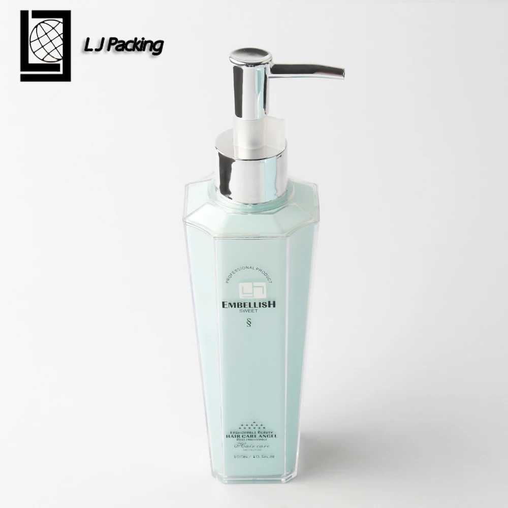 Luxury cosmetic packaging 300ml double wall plastic shampoo bottle with pump