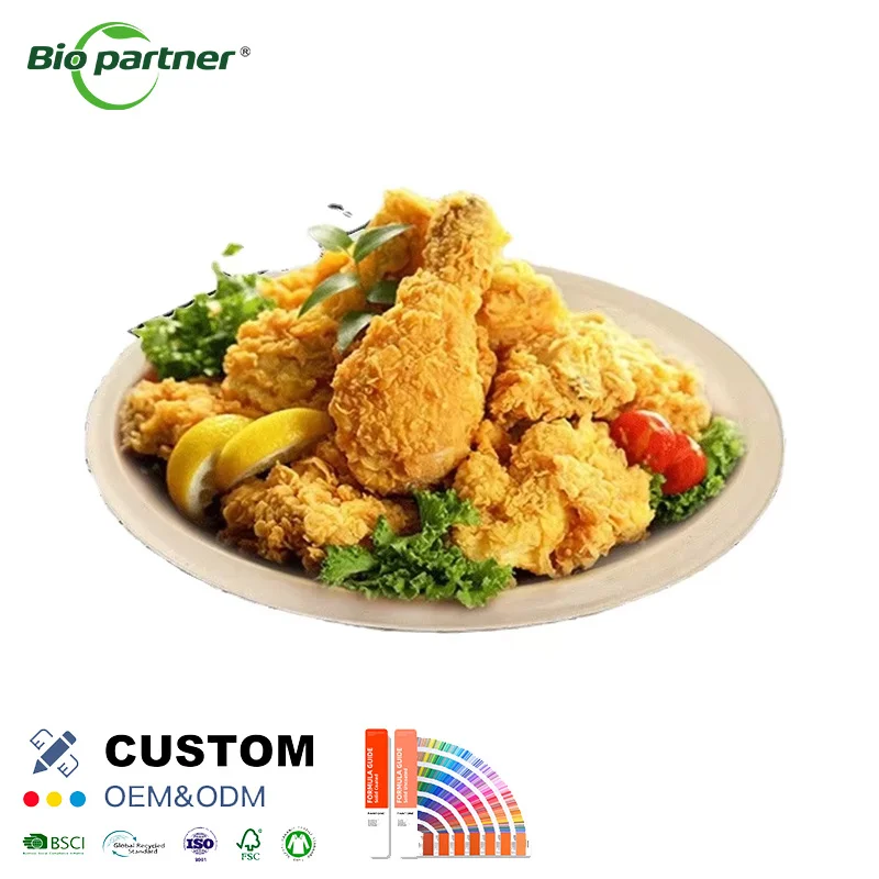 Environmental Friendly Degradable Disposables Dinnerware Tableware Compostable Bagasse Paper Plate Pulp Party Bagasse Tableware