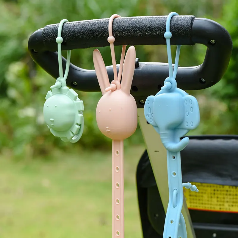 BPA Free Cute Animal Design Stretchable baby toy strap Silicone Pacifier Clips Straps Anti Falling Baby Toy Secure Straps Holder
