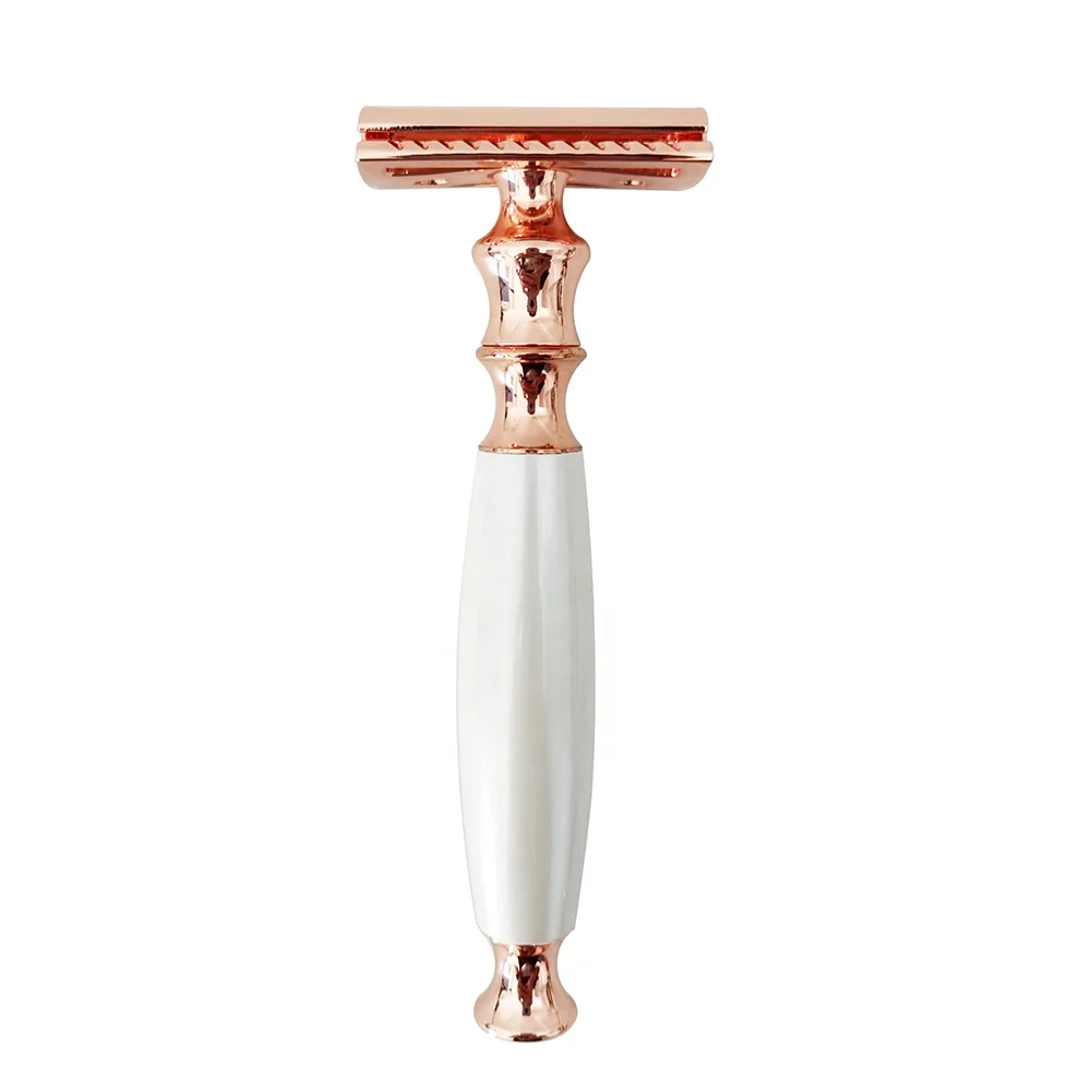 Pearlescent Lacquer Women Long Handle Classic Double Edge Safety Razors Fashion Design