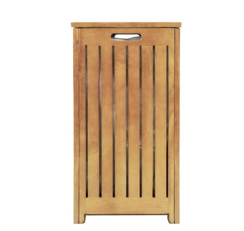 Bamboo Laundry Hamper Solid Storage Bathroom Basket with Lid Dirty Clothing Organizer Container