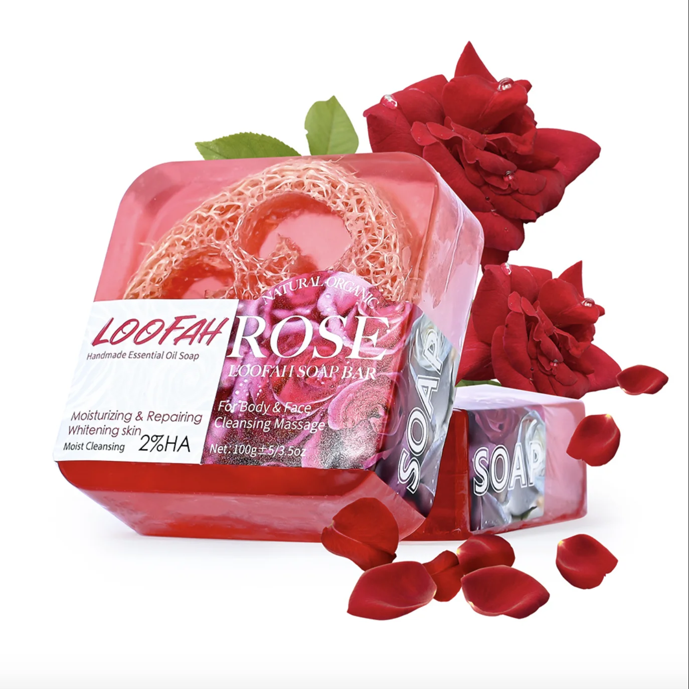 Wholesale Aloe Handmade Kojic Acid Loofah Soap with Scrub Bag Lavender Whitening Soap Turmeric Bath Soap Refreshing Moisturizing