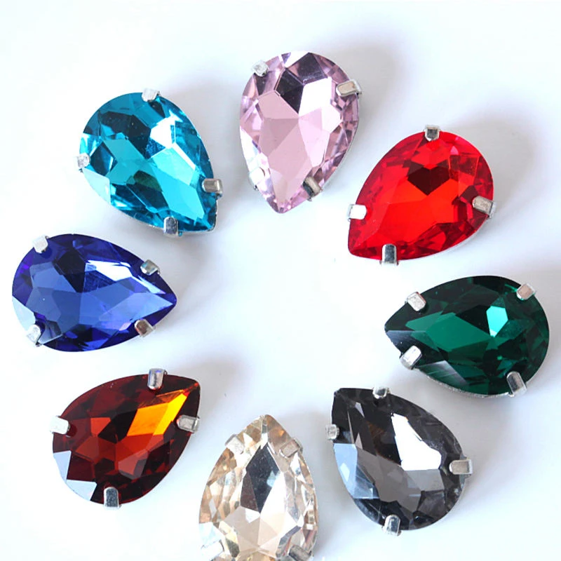 Manufacture Drop Claw  Round Claw With Glass Stone / Wholesale Rhinestones Oval Sew On Crystal Stones Silver Base Claw