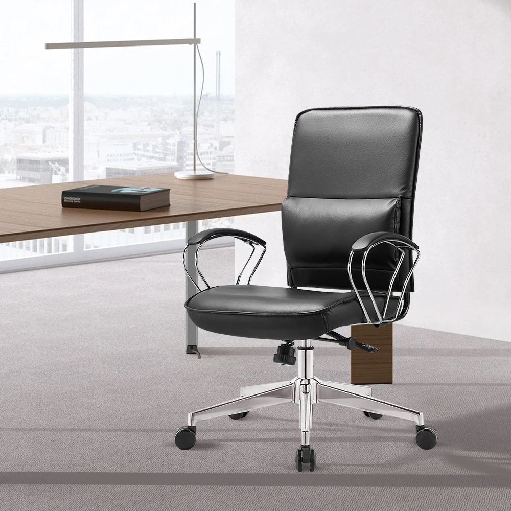 NOEL PU ergonomic mid back leather modern office chair for sales office furniture chairs office desk and chair set