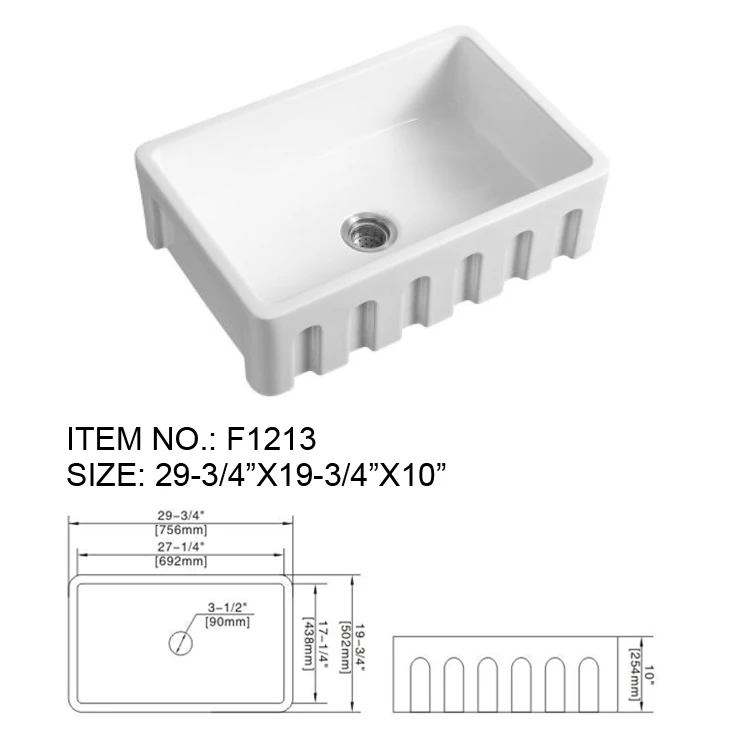 American hot sale porcelain kitchen cabinets basin white handmade ceramic farmhouse sink for home
