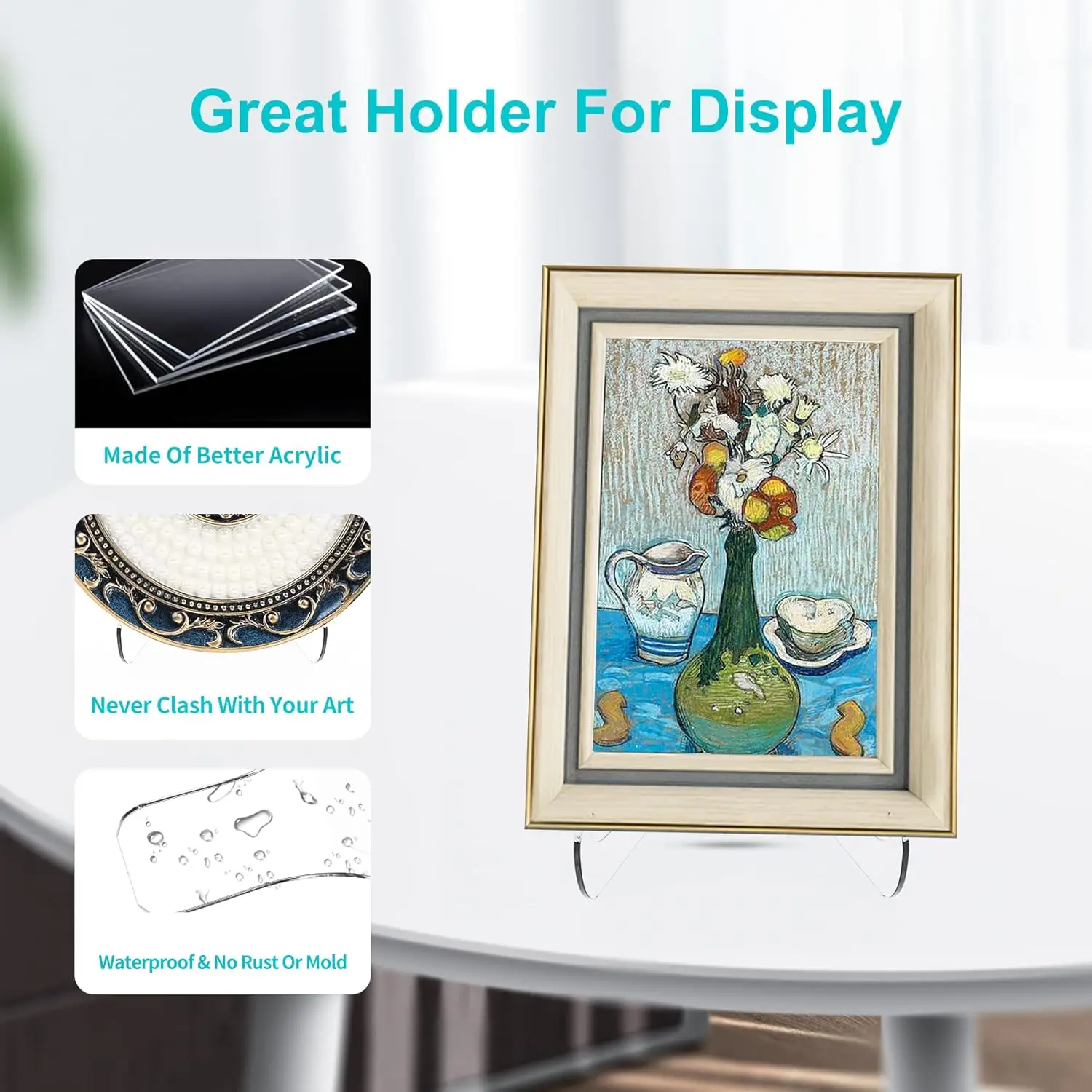 2pcs acrylic flat bracket transparent acrylic shelf display rack with deep support frame, used for displaying photos and books