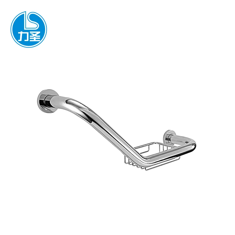 Wall Mount Bathroom Balance Handle Bar Safety Shower Handrail Grab Rail with soap rack 304 Stainless Steel Handicap Grab Bars