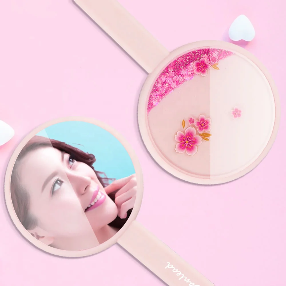 Round Shape Novelty Flower luminous Crystal Shining Acrylic PMMA Liquid Quicksand Glitter Snow Aqua Aquarium Waterfall Mirror