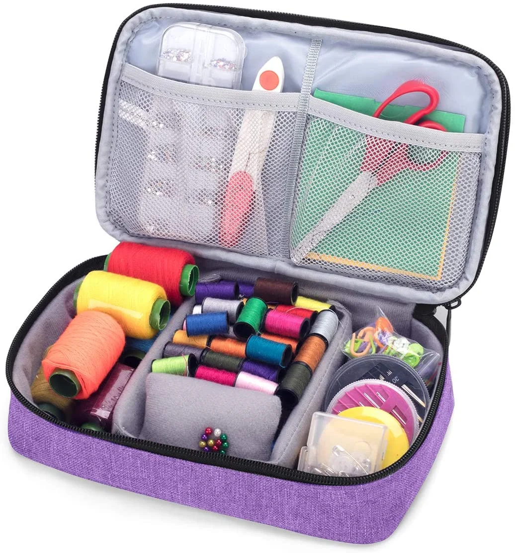 Portable Double Layers Travel Embroider Sewing Kit Box Thread Sewing Accessories Case Organizer