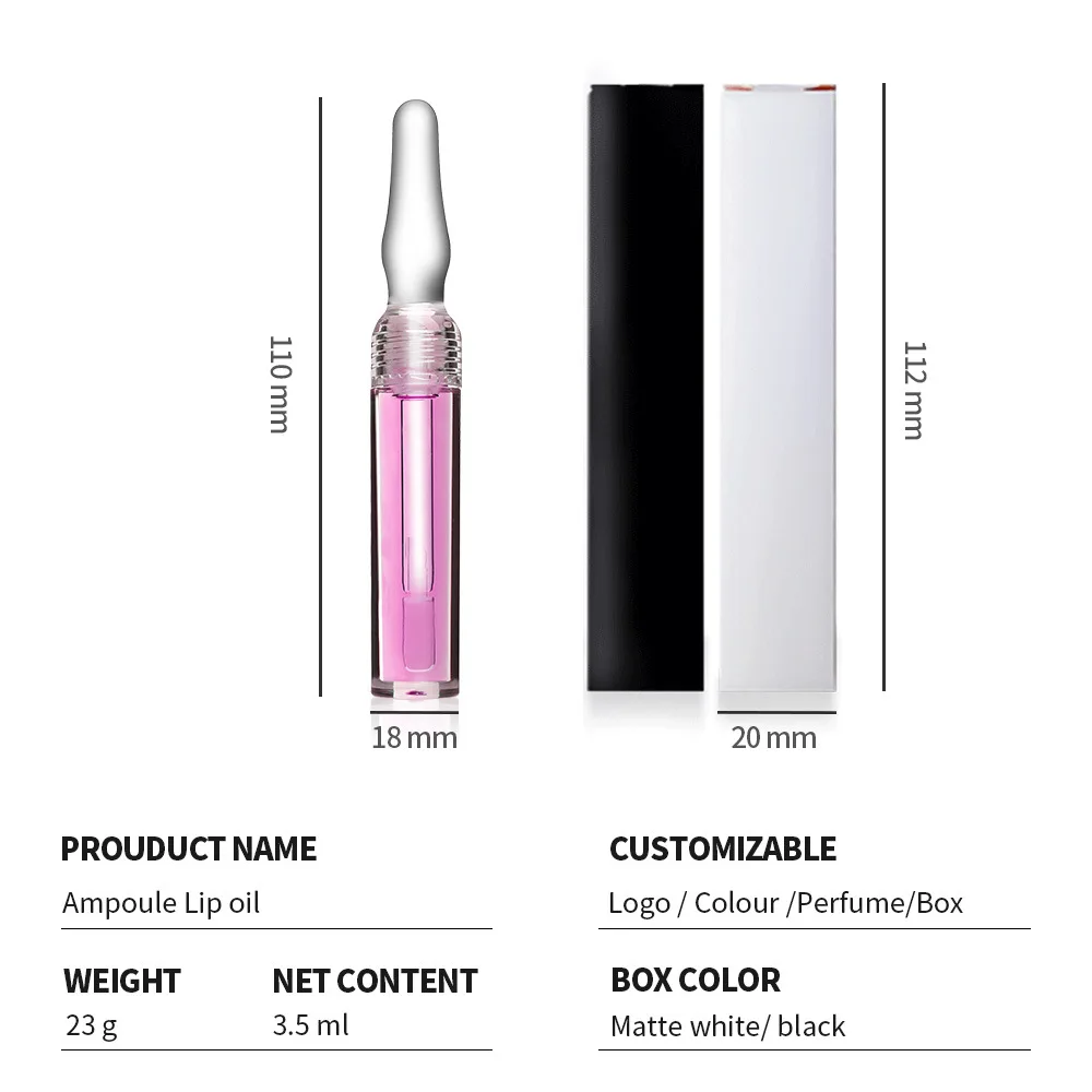 New Private Label Berry Water Mist Vegan Small Ampoule Moisturizing  Lip Care Oil Spot Glass Tube Lip Plumping  Lip Gloss