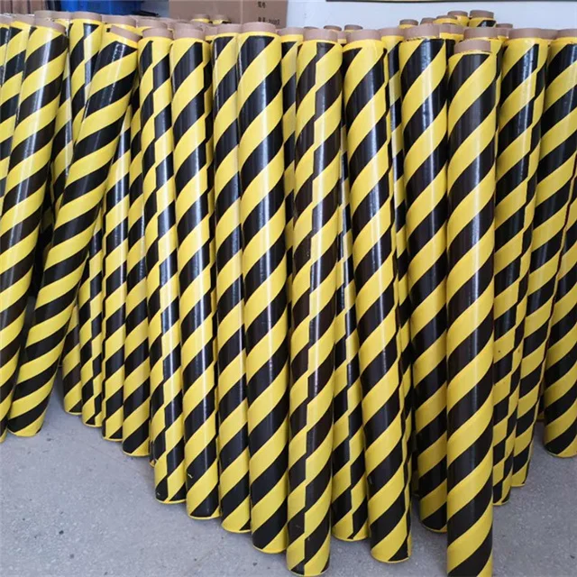 A grade PVC material  Warning Tape floor Caution tape Black Yellow Warning tape jumbo roll with rubber glue coated