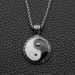 Mister Jewelry 18K Color Oxydic Stainless Steel Best Friends Yin Yang Pendant Necklace