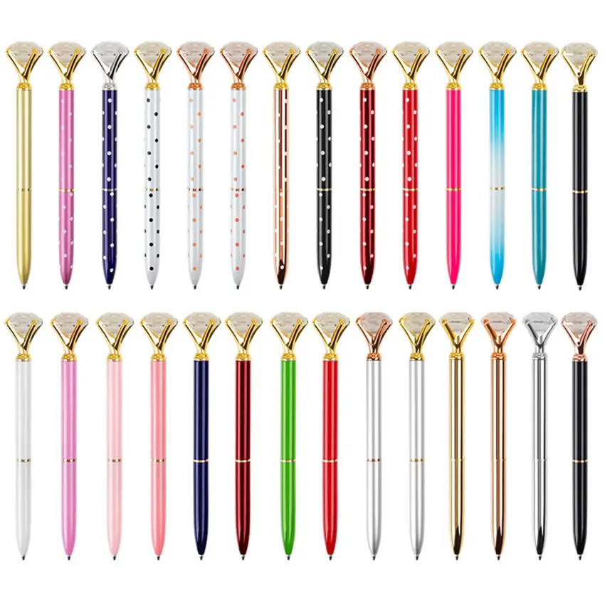 Luxury Crystal Crown Style Metal cute Ballpoint Pen with custom logo Large Crystal Diamond Pen