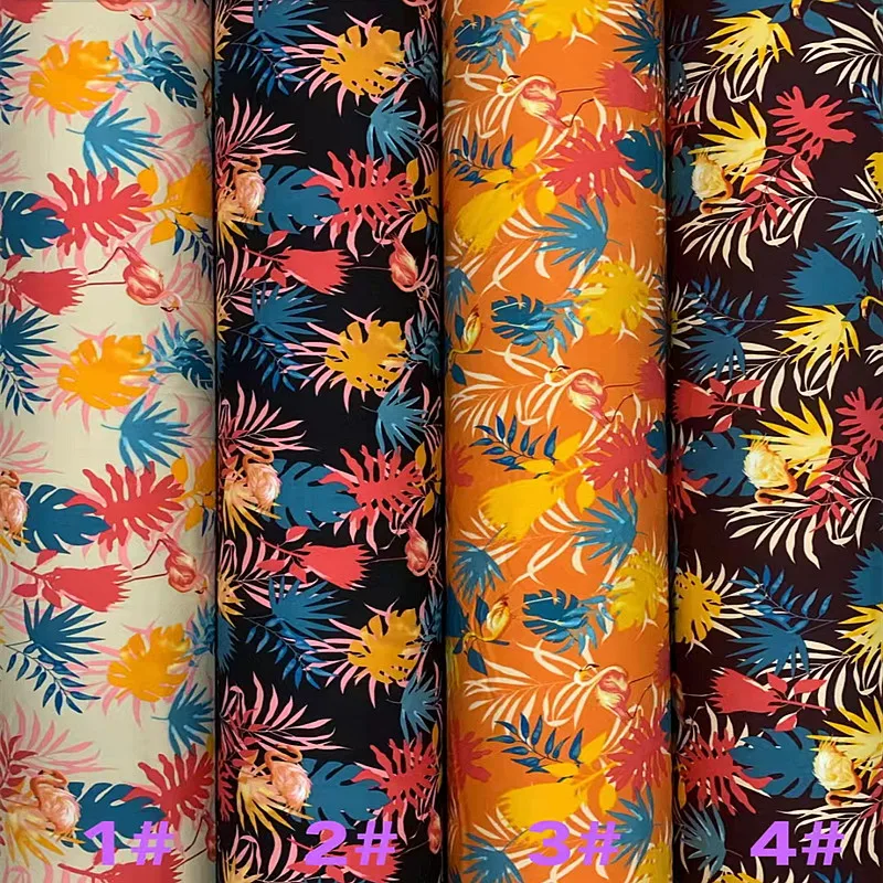 Hawaiian Poplin Colorful Floral Customized Italian Digital Printed Rayon Fabric
