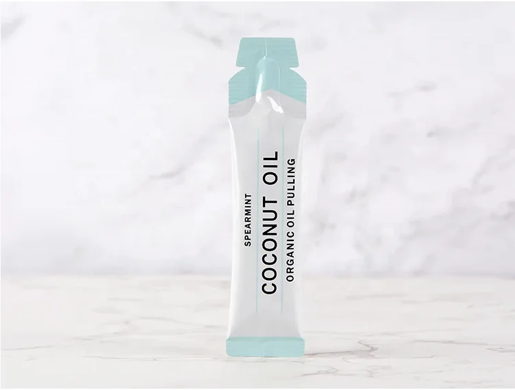 CE Certificate Factory Private Label Refresh Bad Breath Portable Natural Coconut Oil Pulling Single Sachet Whitening Mouthwash