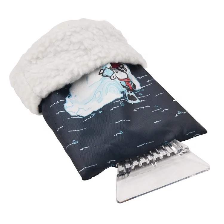 210D Oxford Cloth Custom logo plastic ice scraper with glove windshield snow scrapers ice scraper mitten