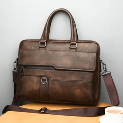 Briefcase Business Laptop Bag Inserted Suitcase Handbag Men Soft Sided Leather Briefcase