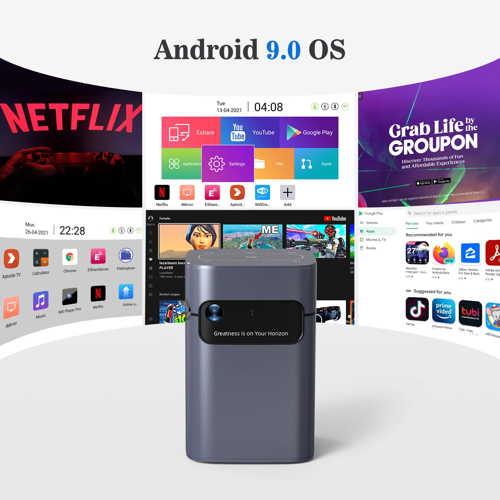 New Arrival K19 Mini Beam 120 ANSI Lumen 480P Android 9.0 2G+16G Memory Home Theater Education Outdoor Portable Projector