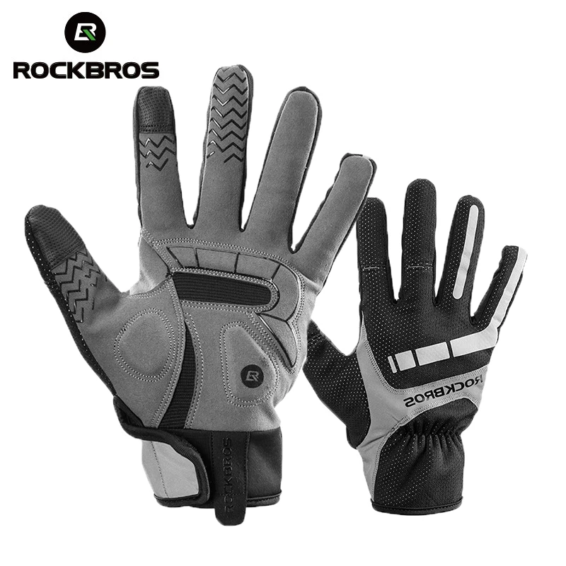  Сенсорный экран ROCKBROS для езды на велосипеде дорожном горном осени и зимы термостойкая ветрозащитная велосипедная утепленная Спортивная перчатка