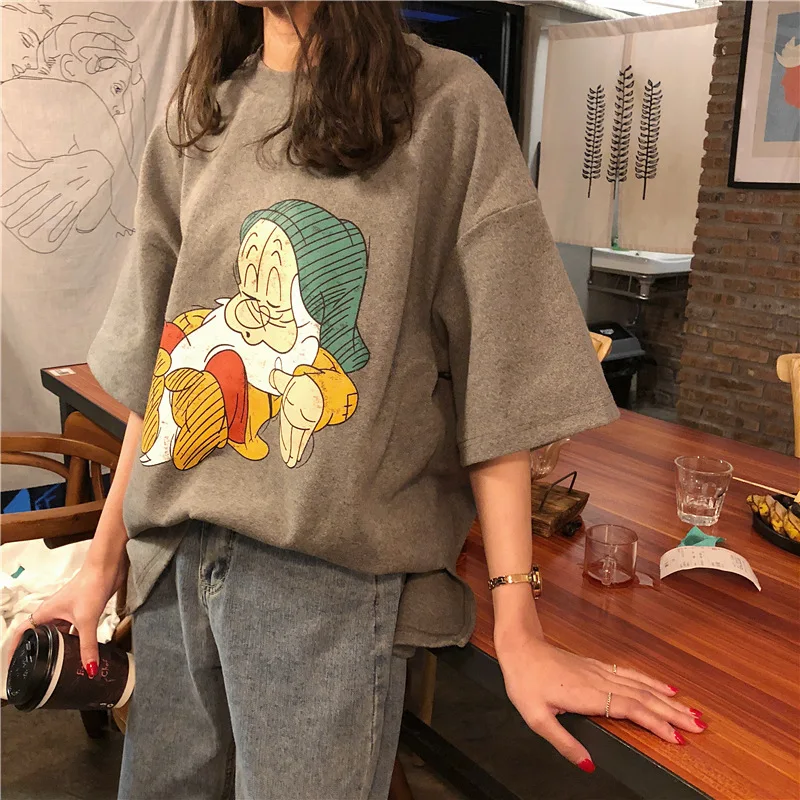 Футболка для женщин 2021 летние топы 3D Футболка с принтом персонажей из мультфильмов Femme забавная футболка с короткими рукавами в стиле Харадзюку; Цвет белый, черный teesfemme женские футболки с рисунками из мультфильмов