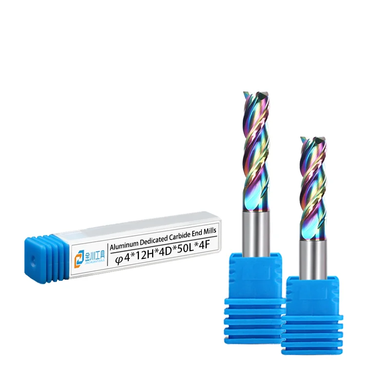 Jinchuan Carbide DLC Coating End Mill 3 Flute High Polished Milling Cutter for Aluminum CNC Machine Tool router bit