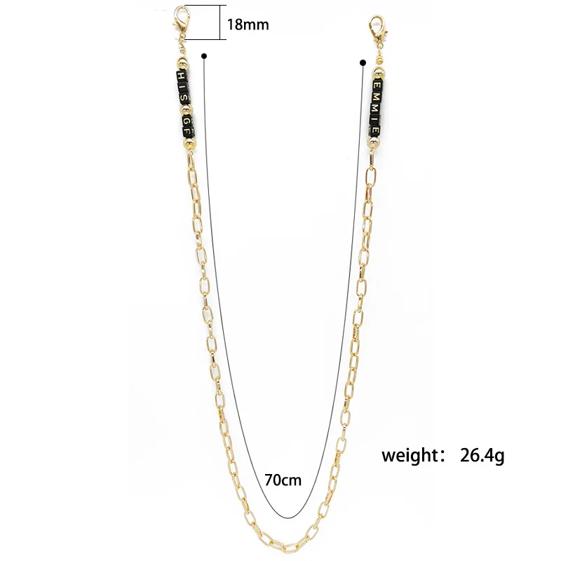 RTS черные пользовательские слова 18k Золотая цепочка для очков с зажимом