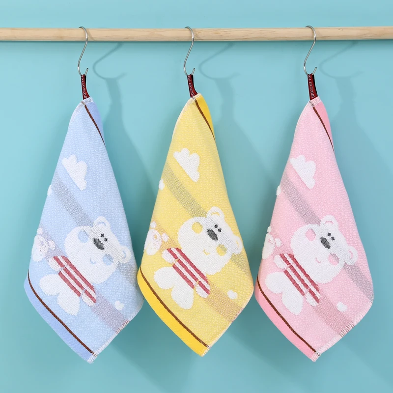 Cartoon Design Super Soft Kindergarten Mini Towel Small Square Children Handkerchief Kids Face Hand Towel