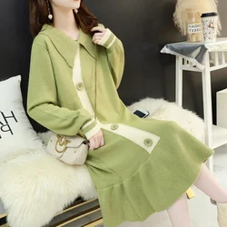 2020 Latest new arrival doll collar long sleeve loose fit pregnant women fishtail knit long sweater dress