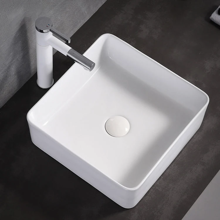 Wholesale cheap small size waschbecken above counter top white washbasin porcelain square hand wash basin ceramic bathroom sink